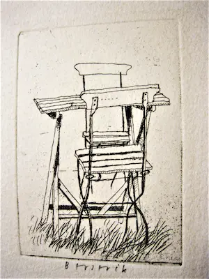 Herman Berserik - Bijzondere droge naald Ets "Tuinsetje" - potloodgesigneerd kopen? Bied vanaf 48!