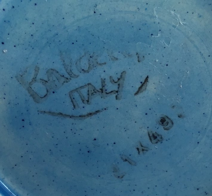 Niet of onleesbaar gesigneerd - Baldelli - Vintage blauw aardewerken voorraadpot met teakhouten deksel kopen? Bied vanaf 1!