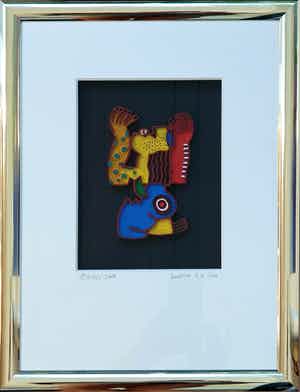 Clemens Briels - Bailarina de la Lluvia | Reliëf van beschilderd kunsthars verkocht voor € 125!