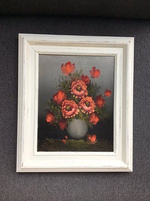 Niet of onleesbaar gesigneerd - Pot rode bloemen kopen? Bied vanaf 1!