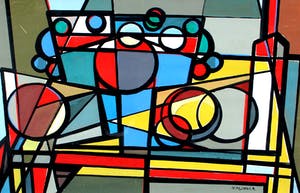 Harry de Jager - gouache op papier: geometrische compositie kopen? Bied vanaf 175!