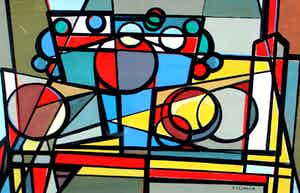 Harry de Jager - gouache op papier: geometrische compositie verkocht voor € 175!