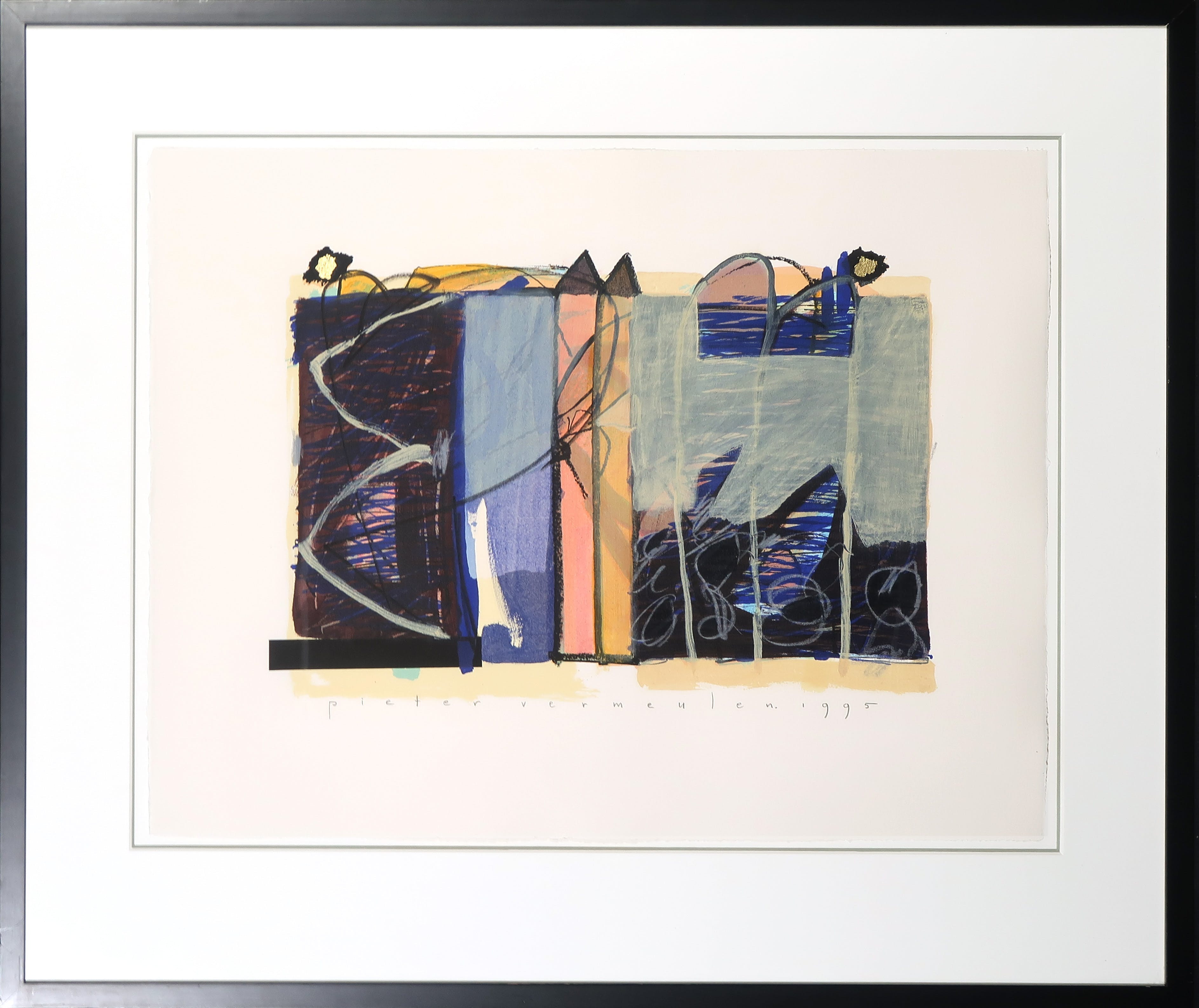 Pieter Vermeulen - Gemengde techniek op papier, Zonder titel - Ingelijst kopen? Bied vanaf 1!