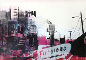 George Heidweiller - Gemengde techniek op doek, Cityscape (Groot) verkocht voor € 350!