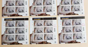 Banksy - FCK PTN! – complete set van 12 postzegelvellen + 12 ansichtkaarten + 12 postenveloppen kopen? Bied vanaf 500!