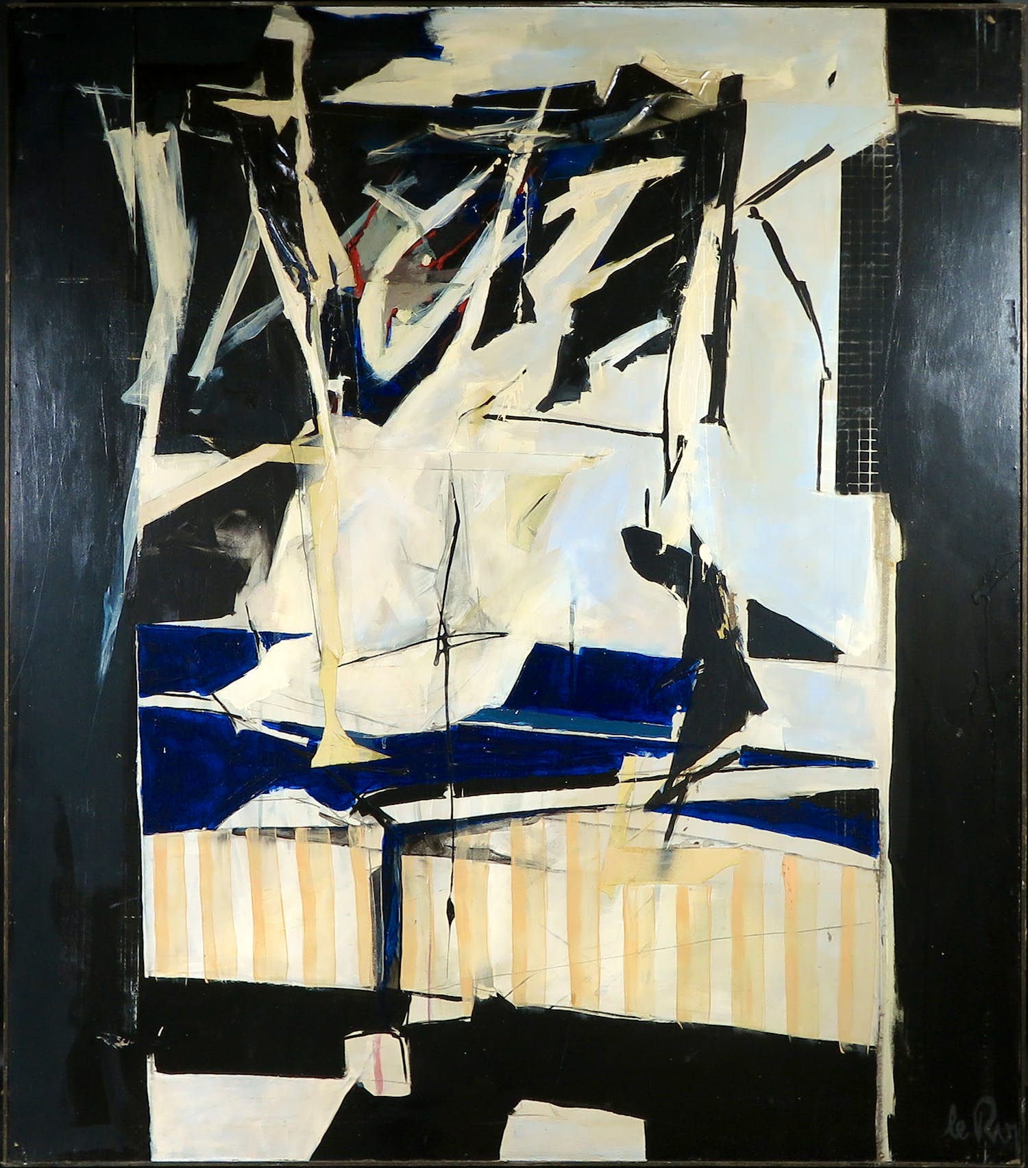 Han le Roy - Acryl op doek, Zonder titel - Ingelijst (Zeer groot) verkocht voor € 100!