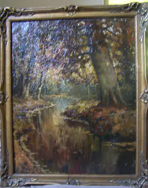 Henk Welther - Bosgezicht met water . kopen? Bied vanaf 70!