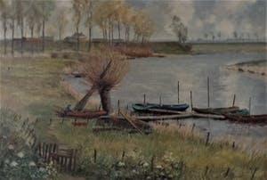 Wim van den Anker - Mars polder bij Lienden - Olieverf kopen? Bied vanaf 75!