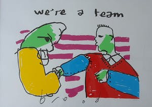 Herman Brood - We're a Team - zeefdruk - gesingeerd - E/A ingelijst kopen? Bied vanaf 1!