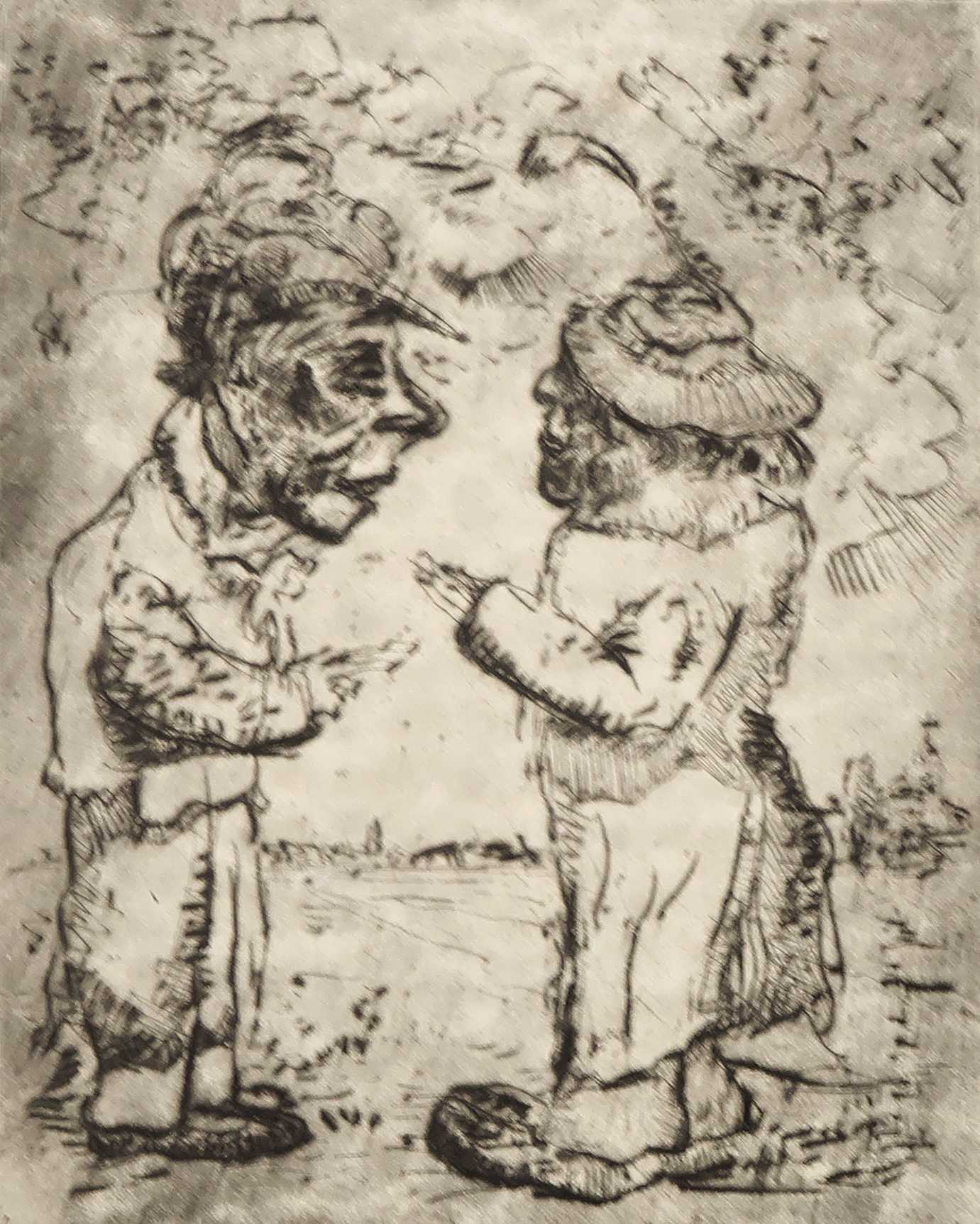 Cor de Wolff - Ets, Z.T. Twee figuren kopen? Bied vanaf 1!
