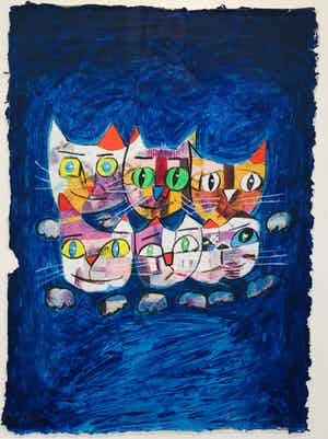 Franz Lauter - De poezenfamilie met lijst! verkocht voor € 145!