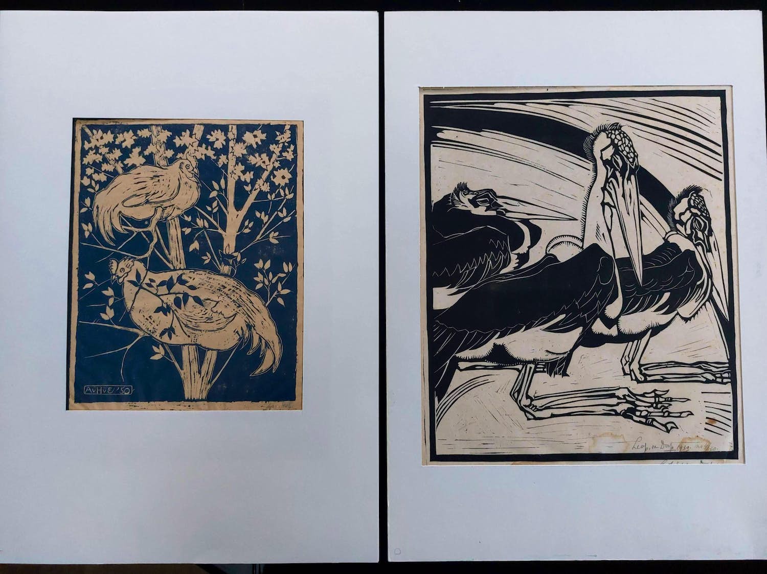 Ayzo Epeus van Humalda van Eysinga - Houtsnede Kippen + houtsnede Leopold van Dorp Maraboes verkocht voor € 50!