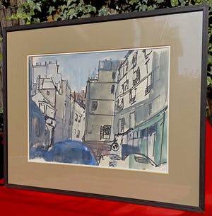 Frans Hollaardt - Stadsgezicht, tekening/aquarel (netjes ingelijst) kopen? Bied vanaf 1!