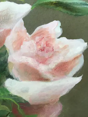 Niet of onleesbaar gesigneerd - Schilderij roze rozen in vaas, gemengde techniek, gesigneerd kopen? Bied vanaf 1!