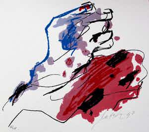 Ger Lataster - Zeefdruk met gedicht, van Bert Schierbeek - 1990 verkocht voor € 75!