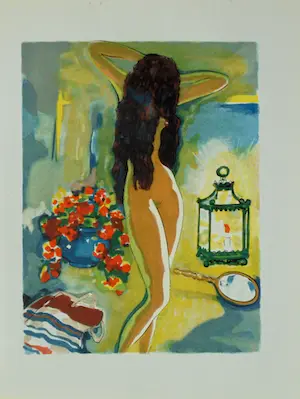 Kees van Dongen - Houtgravure 1955 - " 'L'adolescente au miroir ", uit 1001 nacht kaufen? Bieten Sie von 50!