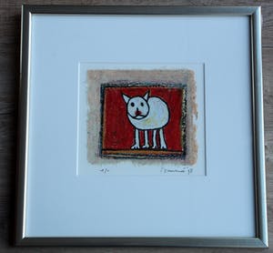 Hans Innemee - ingelijste zeefdruk: kat - 1998 kopen? Bied vanaf 89!