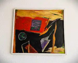 Wil van Leeuwen - Groot expressionistisch olieverf op doek - "de Liefde" - gesigneerd - Ingelijst verkauft für € 72!