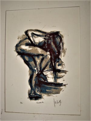 Niet of onleesbaar gesigneerd - Gesigneerde grote Litho "de Baadster" glmtd. oplage 100 stuks kopen? Bied vanaf 10!