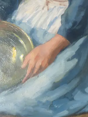 Buy Adri Bleys - Gehurkte Volendamse vrouw met een koperen pan? Bid from 650!