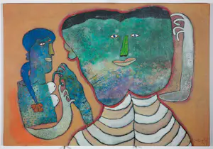 Shahid Parvez - Acryl op doek, Not now kopen? Bied vanaf 350!