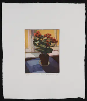 Marcel Schellekens - Kleurenets, Z.T. Stilleven met bloemen op tafel kopen? Bied vanaf 60!