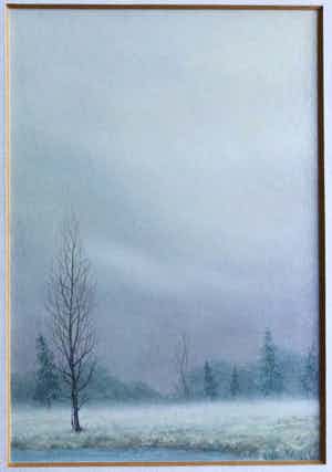 Leo Smit - verfijnd geschilderd landschap | klein schilderij - ingelijst verkocht voor € 45!