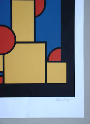 Dirk Koning - Constructieve Compositie - 1970 - Originele zeefdruk gesigneerd en genummerd kopen? Bied vanaf 100!