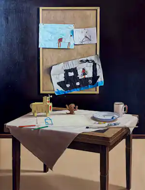 Henk Hollebeek - Kinderen schilderen in het atelier, olieverf op doek (ingelijst) verkauft für € 490!