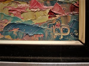 Niet of onleesbaar gesigneerd - Sfeervol expressionistisch "paletmes" olieverf "Zomeravond landschap" kopen? Bied vanaf 1!