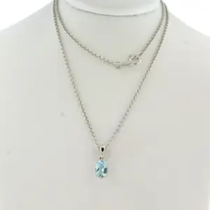 14k wit gouden collier met hanger bezet met topaz 1.00ct - 45 cm lang - 1.9 gram kopen? Bied vanaf 240!