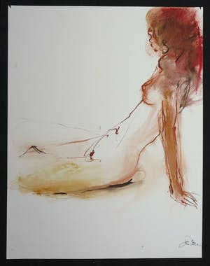 Franscz Witte - Gemengde techniek op papier, Naakt kopen? Bied vanaf 1!