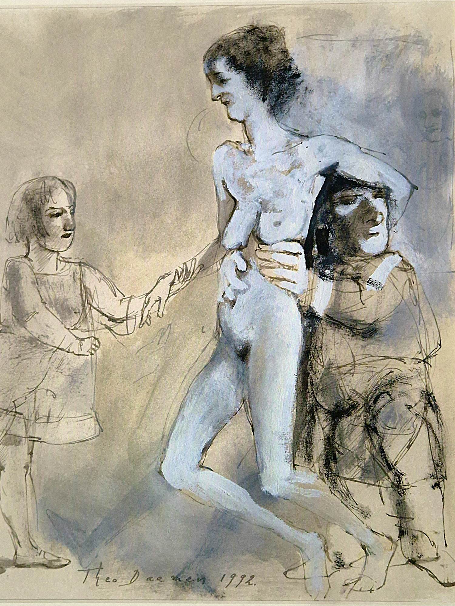 Theo Daamen - Mooie grote Aquarel (opgehoogd met wit) - 1992 - gesigneerd - in nieuwstaat verkocht voor € 89!