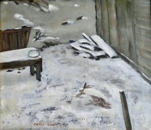 Frans Room - Achtererf in de Winter - 70er jaren - vroeg werk kopen? Bied vanaf 1!