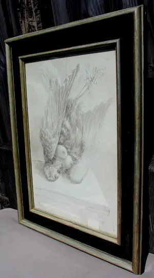 Peter Vos - grote ingelijste tekening: Stilleven van een "harpy" - 1970 kopen? Bied vanaf 595!