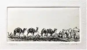 Simon Koene - 4 Kamelen bij oosterse stad verkocht voor € 35!