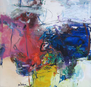 Jan van Lokhorst - Olieverf op doek, Kleurrijke abstracte compositie - Ingelijst (Zeer groot) kopen? Bied vanaf 1000!