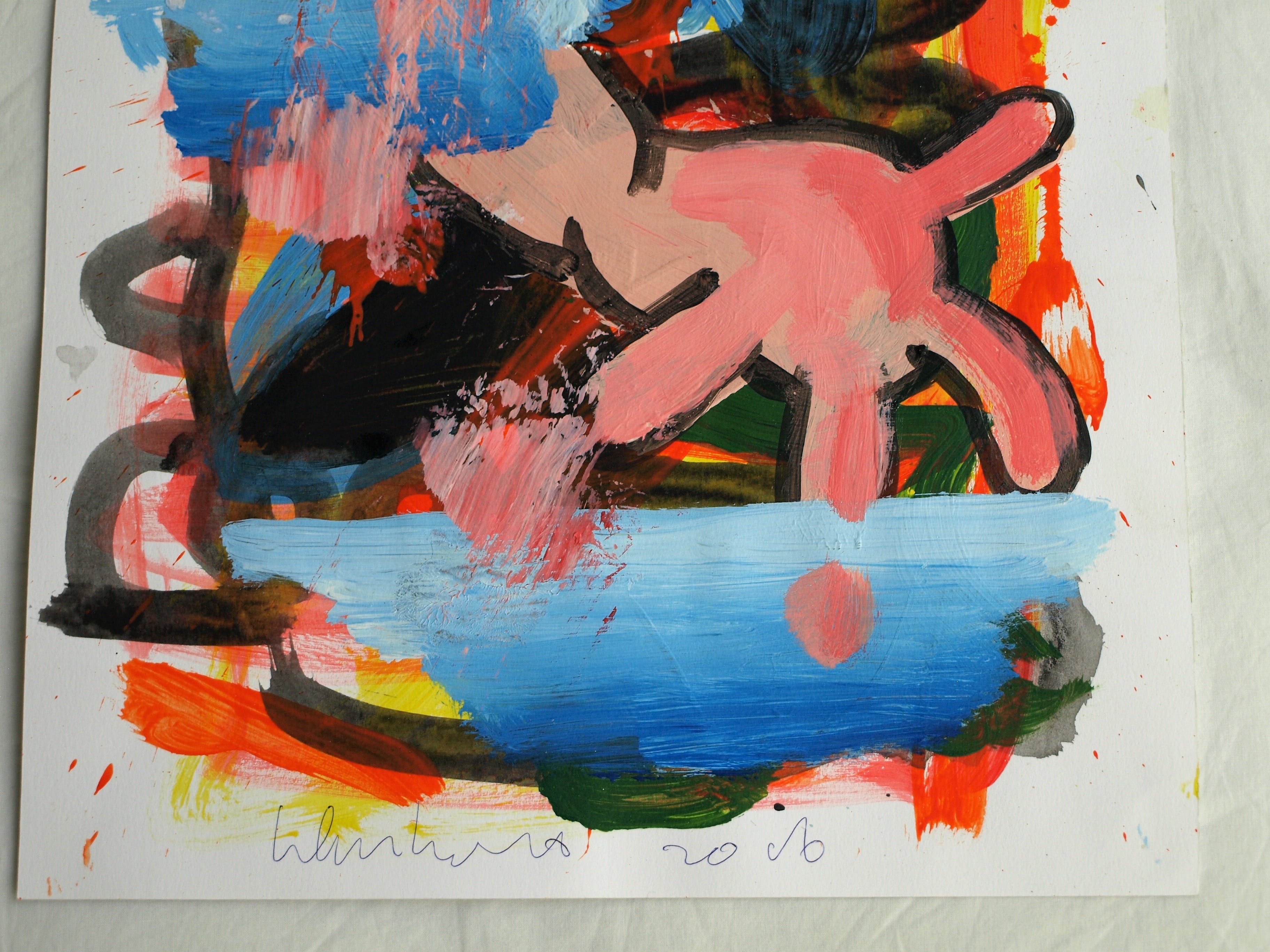 Peter Klashorst - Acrylverf op papier , Abstract 5 - 2016 kopen? Bied vanaf 30!