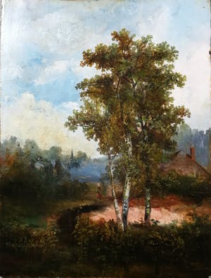 Hermanus Rijkelijkhuizen - Landschap met boerin bij boerderij kopen? Bied vanaf 140!