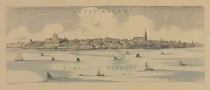 Joan Blaeu - Panoramisch gezicht op Nijmegen / Novio Magum - Ingelijst kopen? Bied vanaf 1!