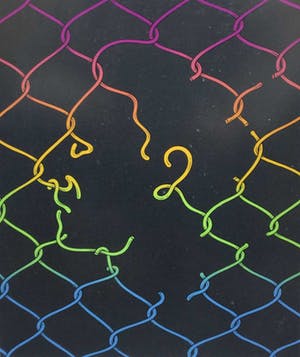 Niet of onleesbaar gesigneerd - C2324-11 - gezicht in hekwerk kopen? Bied vanaf 1!