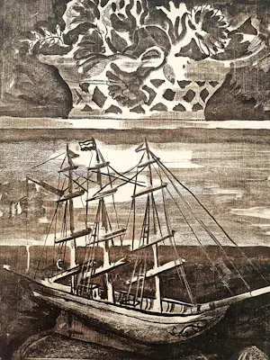 Jan Peeters - in 1950 gemaakte monochrome lithografie "stilleven met driemaster" potloodgesign kopen? Bied vanaf 31!