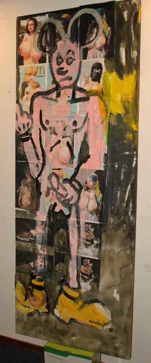 Peter Klashorst - Acrylverf en collage op doek – GROOT , 195 x 75 cm - 2021 kopen? Bied vanaf 1!