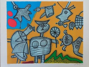Corneille - FIGUURTJES / KLEURZEEFDRUK / 61x72cm / SIG / 1992 kopen? Bied vanaf 120!