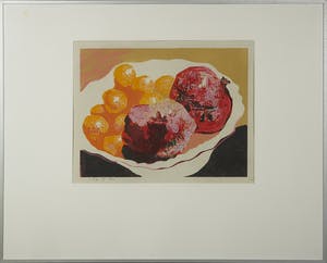 Vincent van Ojen - Houtsnede, Stilleven met fruit - Ingelijst (Groot) kopen? Bied vanaf 60!