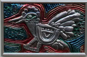 Corneille - Gepolychromeerde reliëf, in zilver: Vliegende vogel kopen? Bied vanaf 299!