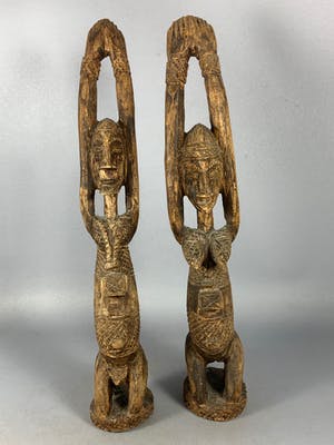 Dogon - Rare and Old 2 African Dogon statues - Mali kopen? Bied vanaf 125!