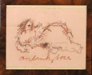 Anton Heyboer - Krijttekening, Liggend vrouwfiguur - Ingelijst verkocht voor € 70!