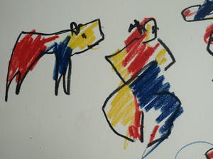 Anton Heyboer - Pastel, Koe met 3 vrouwen – ca. 1980 kopen? Bied vanaf 125!