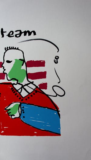Herman Brood - grote zeefdruk: We're a team kopen? Bied vanaf 275!